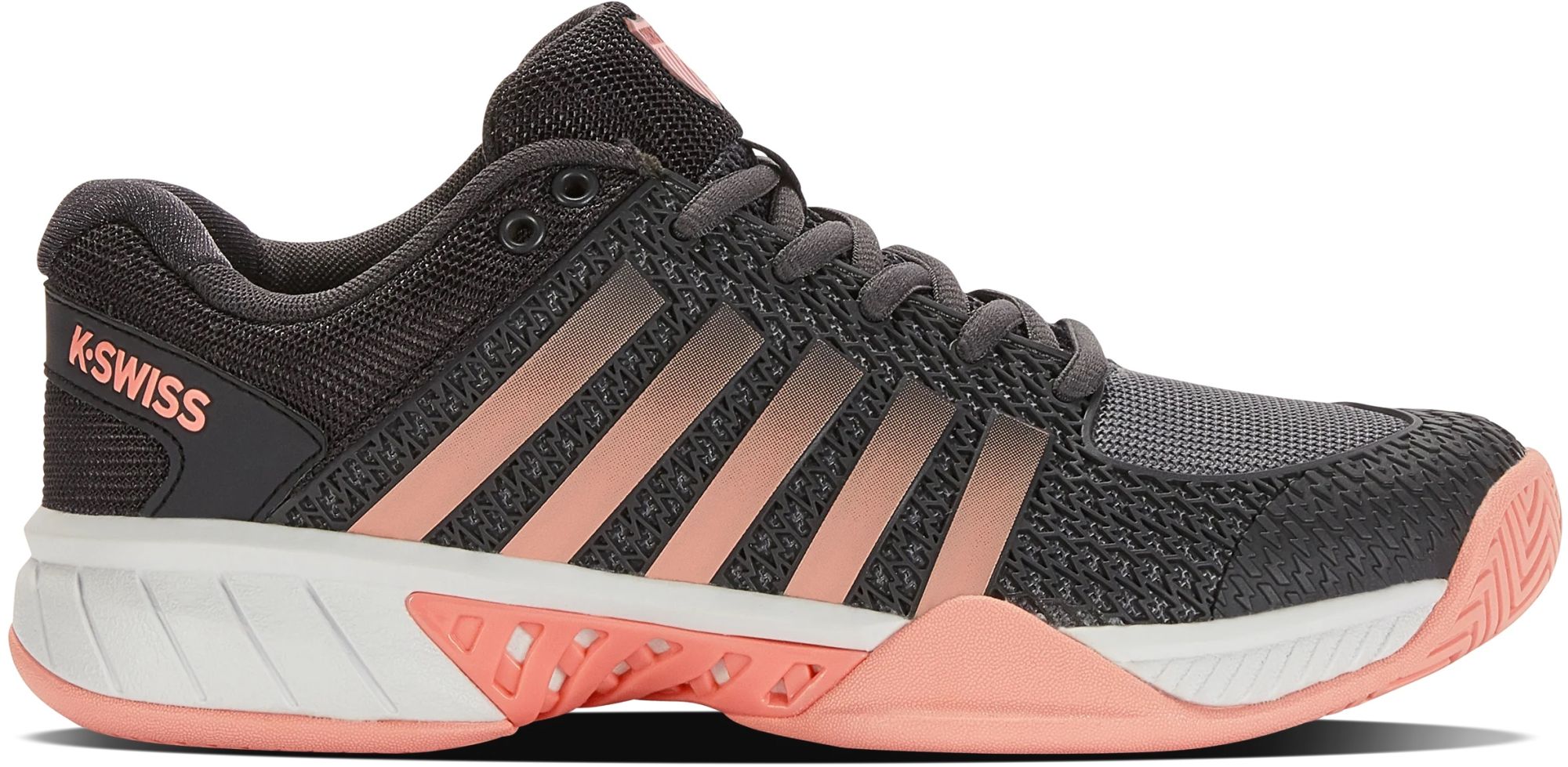 96563-036 K-Swiss Women's Express Light Pickleball Shoes (Asphalt/Steel Gray/Peach)