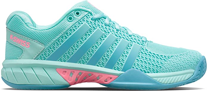 96563-436 K-Swiss Women's Express Light Pickleball Shoes (Aruba Blue/Maul Blue/Soft Neon Pink)