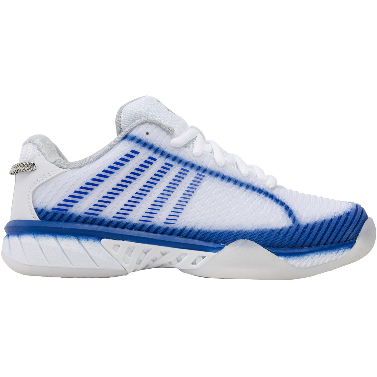 97382-110 K-Swiss Women's Hypercourt Express 2X Lucky N Love Tennis Shoes (White/Electric Blue/Silver)