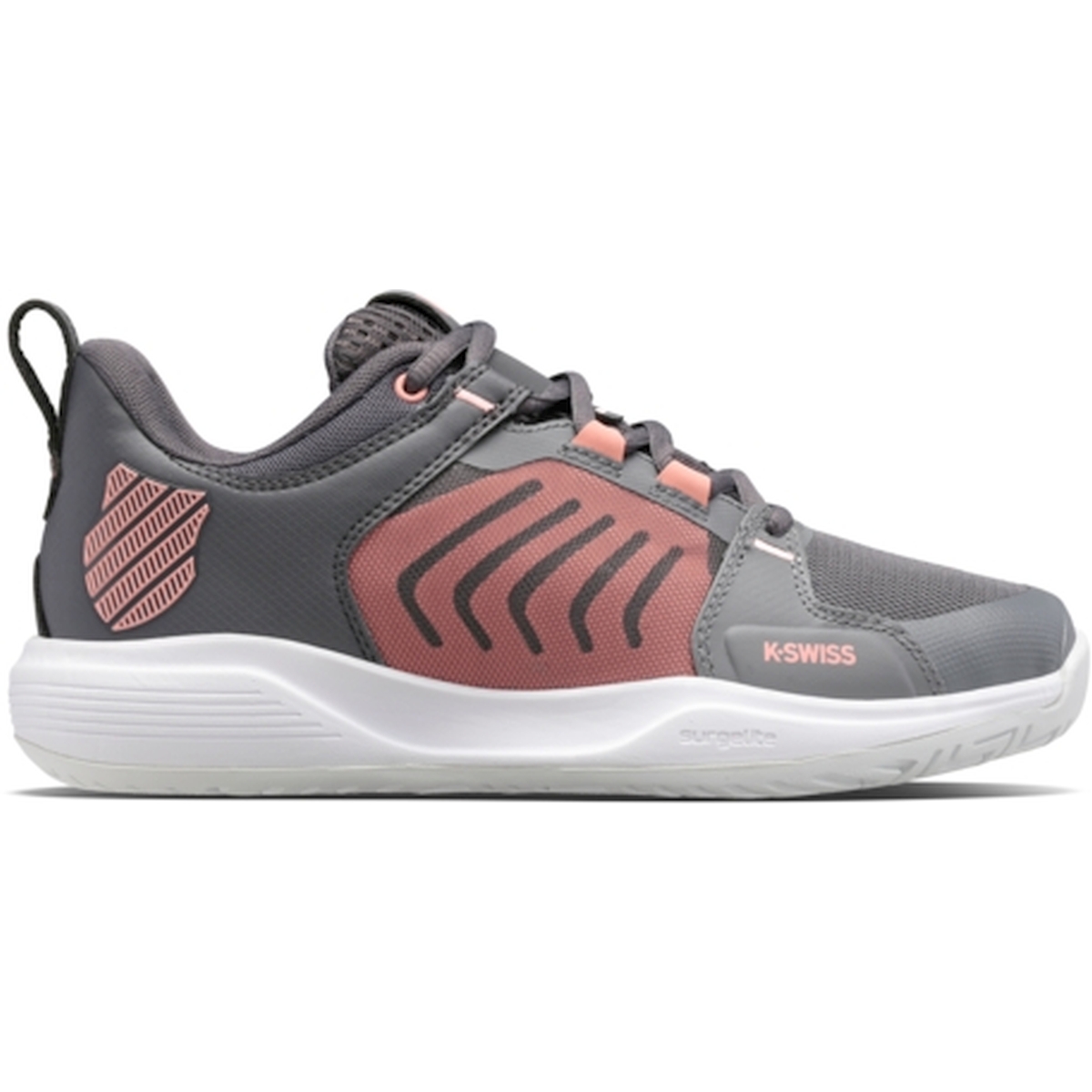 97395-050 K-Swiss Women's Ultrashot Team Tennis Shoes (Steel Gray/Asphalt/Peach Amber)