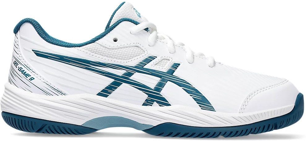 1044A052-102 Asics Juniors Gel-Game 9 GS Tennis Shoes (White Restful Teal) a