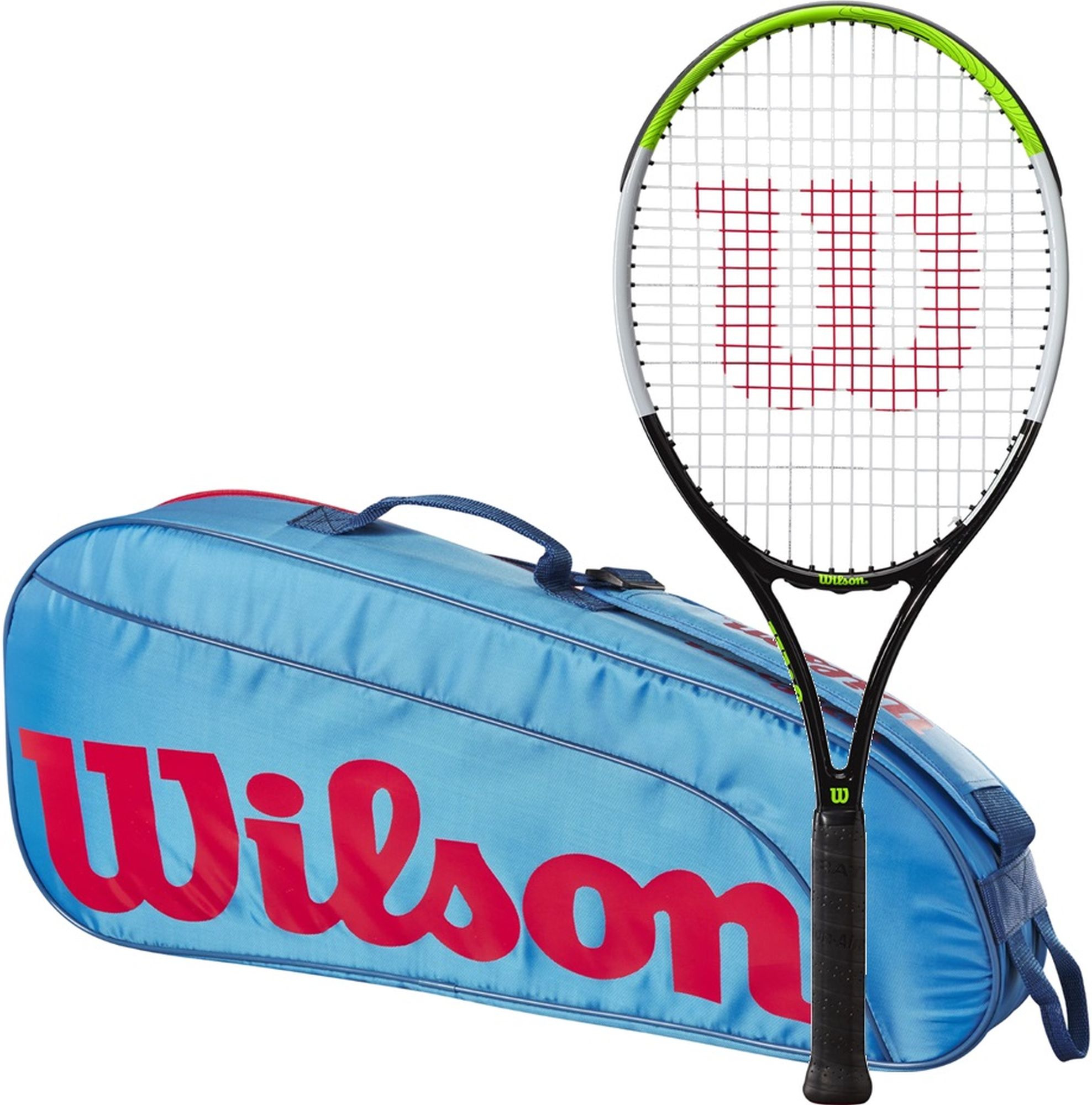 BladeFeelJr-WR8023902001U Wilson Blade Feel Junior Tennis Racquet + 3pk Bag (Blue/Orange)