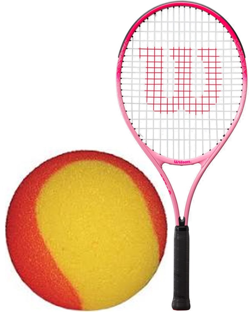 BurnPinkJunior-RedFoam Wilson Burn Pink Junior Tennis Racquet bundled w 3 Red Foam Tennis Balls