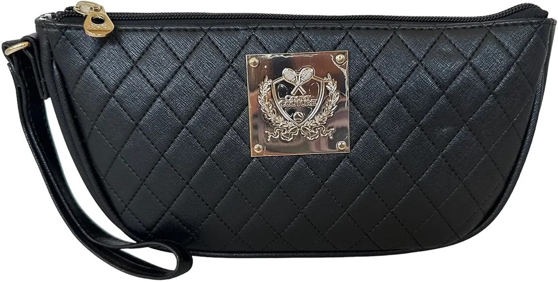 CC-ZC-QBK Court Couture Zippered Clutch Cosmetic Case (Quilted Black)