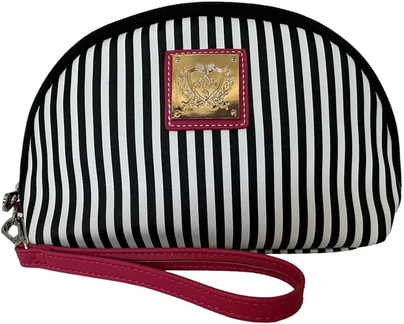 CC-ZC-SPK Court Couture Zippered Clutch Cosmetic Case (Stripe Pink)