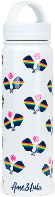 CCWB271 Ame & Lulu Court & Course Pickleball Water Bottle (Rainbow Paddles)