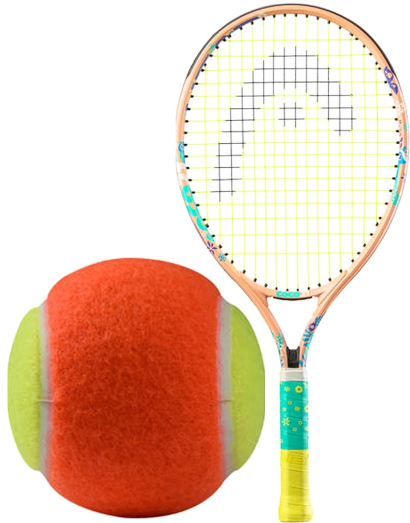 CocoJr-OrangeBalls Head Coco Junior Tennis Racquet bundled w 3 Orange Tennis Balls