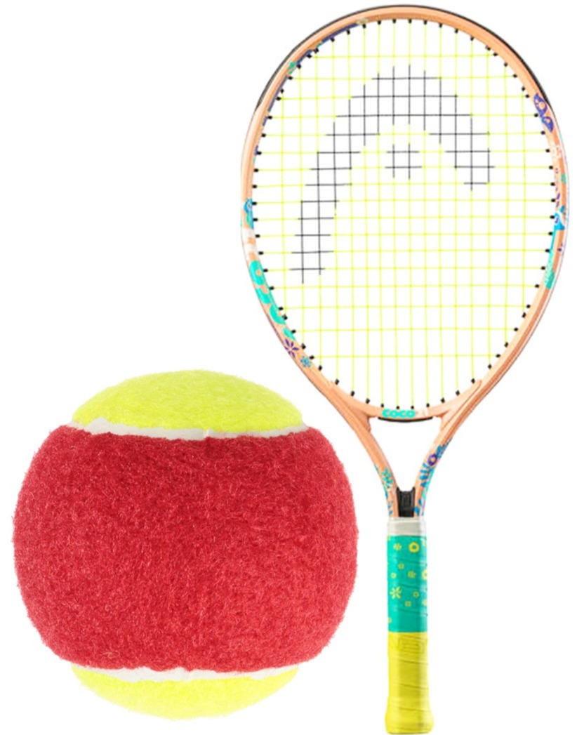CocoJr-RedFelt Head Coco Junior Tennis Racquet bundled w 3 Red Felt Tennis Balls