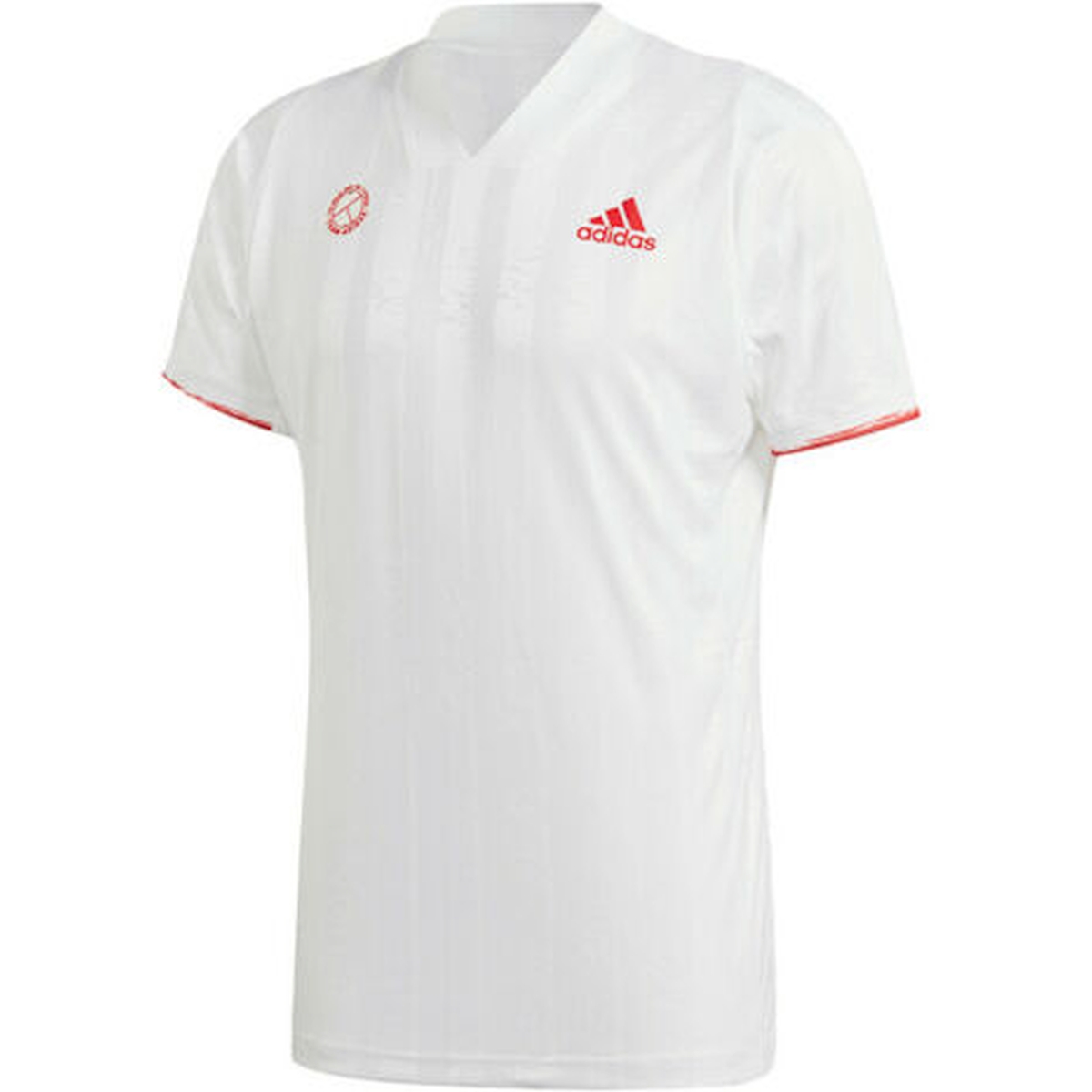 FR4317 Adidas Men's Freelift Tennis Tee Engineered (White/Scarlet)
