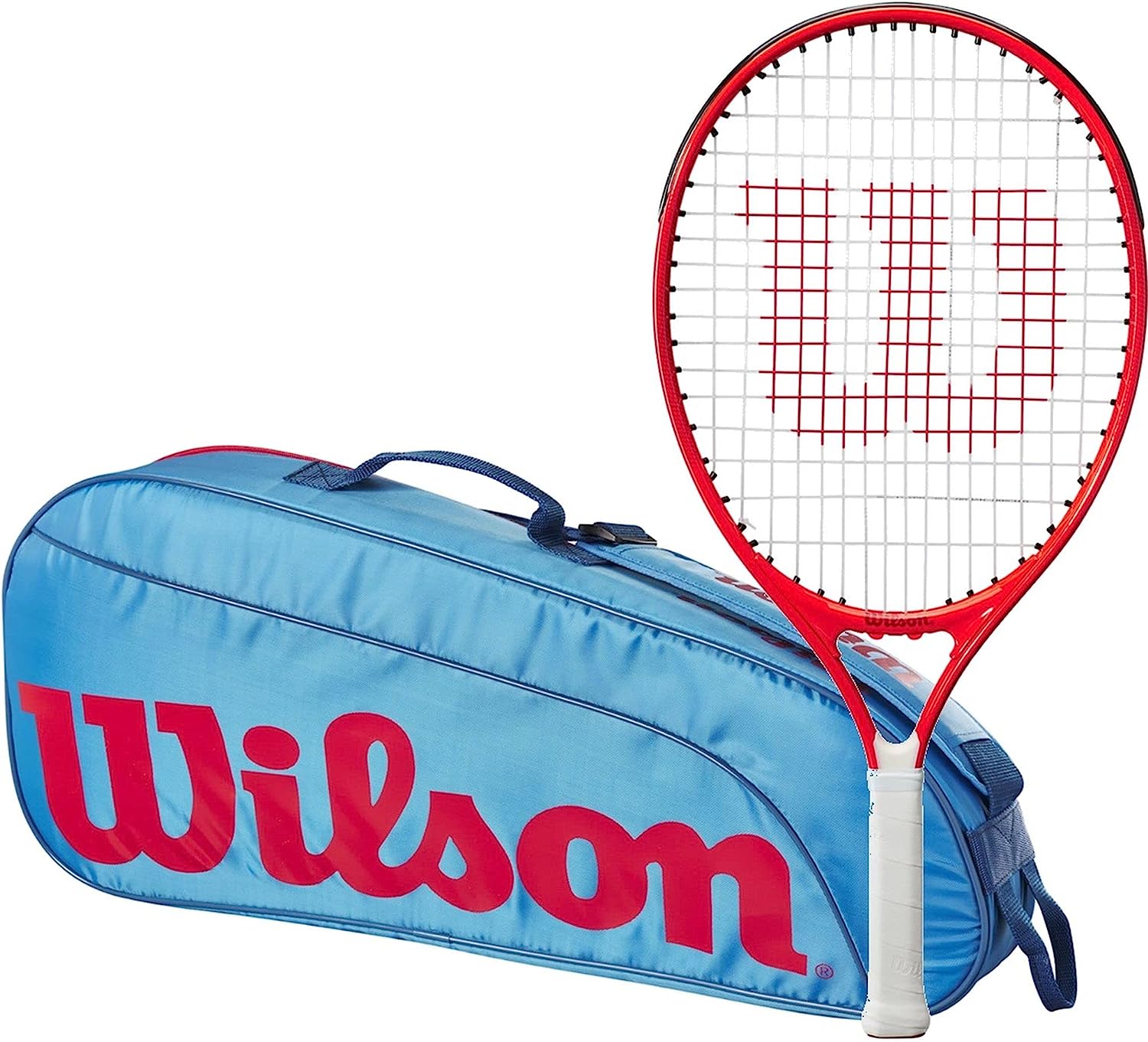 FedererJr-WR8023902001U Wilson Roger Federer Junior Tennis Racquet + 3pk Bag (Blue/Orange)