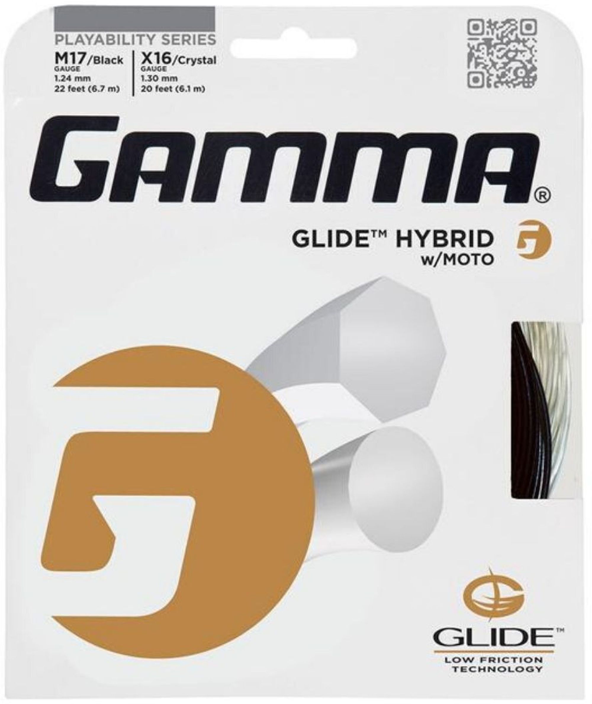 GMGH10 Gamma Glide Hybrid with Moto 17/16g Tennis String (Set)