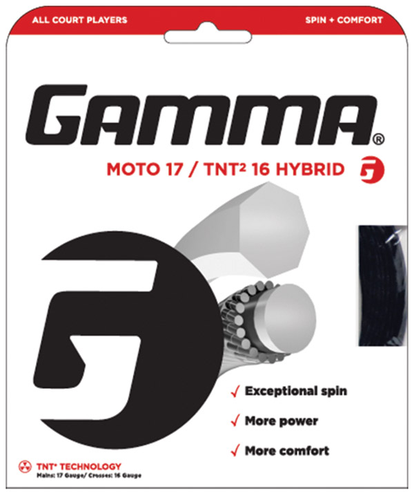 GMTH00 Gamma Moto with TNT2 Hybrid 17/16g Tennis String (Set)