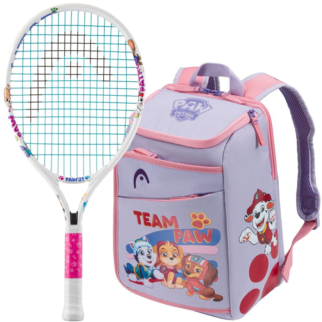 Head Paw Patrol Junior Tennis Bundle (White/Purple) - 1 Racquet & 1 Backpack
