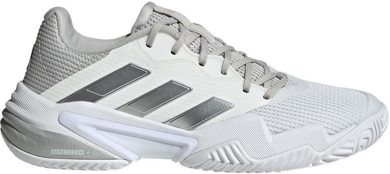 IF0407 Adidas Women's Barricade 13 Tennis Shoes (White/Core Black/Grey One)