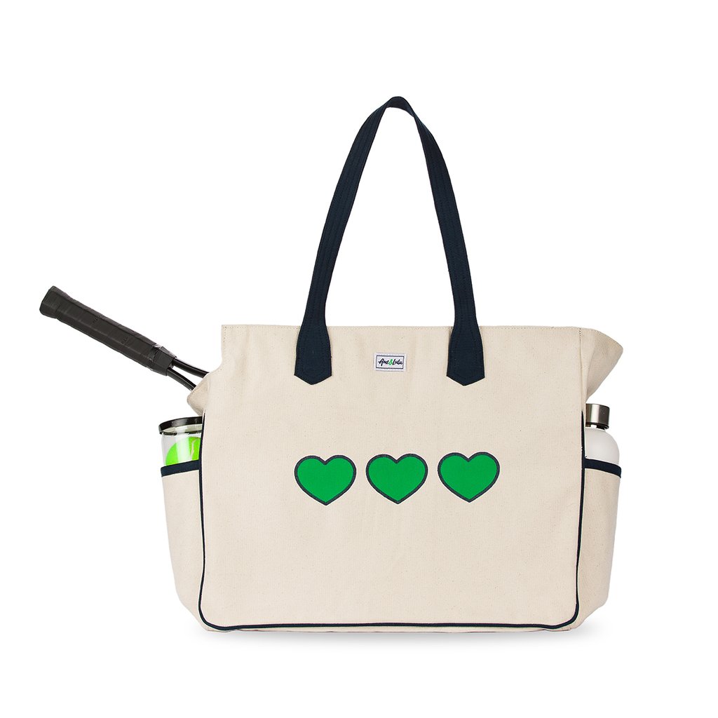 LACB207 Ame & Lulu Love All Tennis Court Bag (Green Hearts)