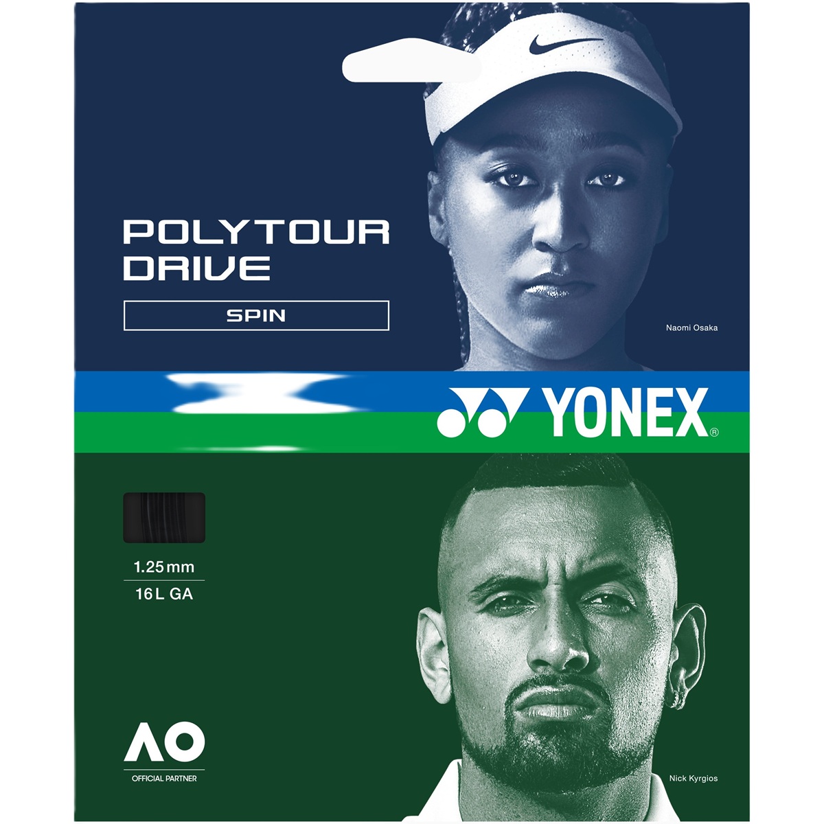 PTGD125 Yonex POLYTOUR Drive 16L Tennis String (Set) - Black