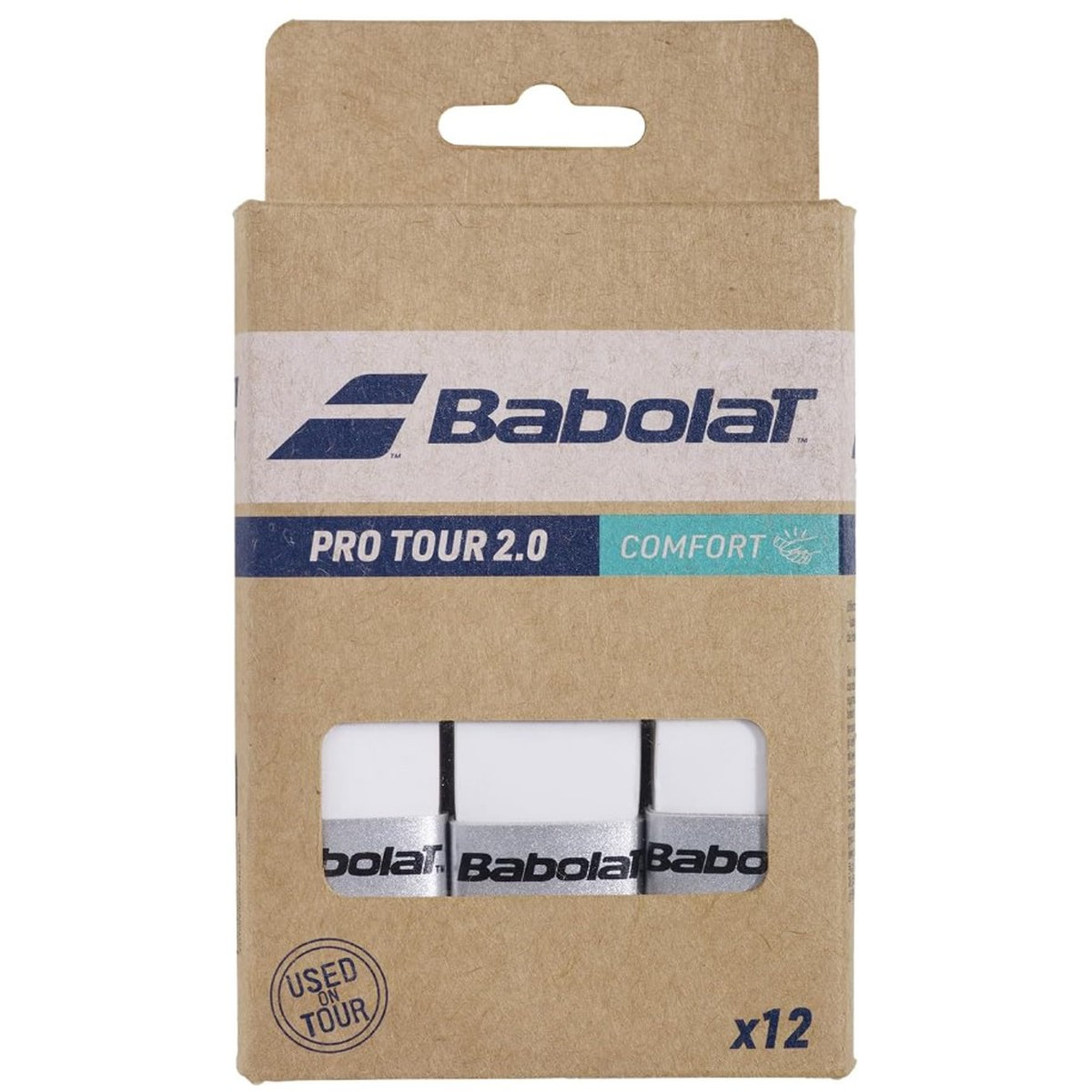 654016-101 - Babolat Pro Tour 2.0 Comfort Overgrip 12-Pack (White)