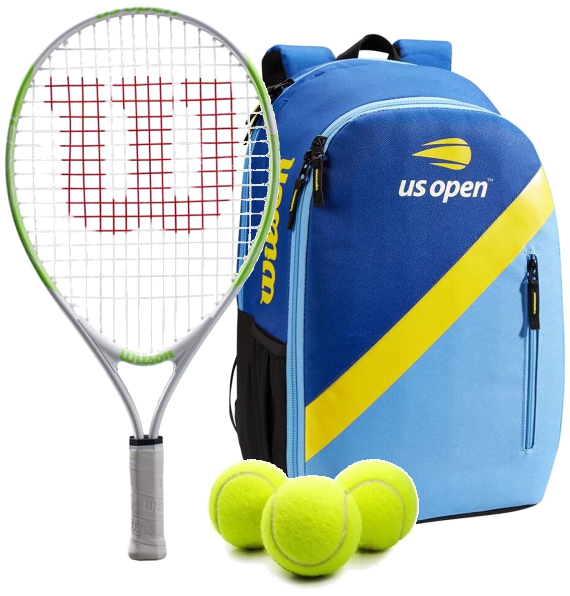 WR8012501-Ball Wilson US Open Junior Tennis Racquet Bundled w US Open Tennis Backpack  and a Can of US Open Tennis Balls