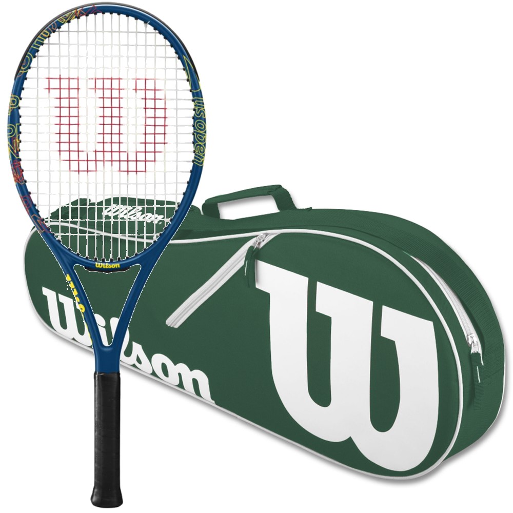 WR088510U-WR8005203001-BNDL Wilson US Open GS 105 Tennis Racquet Bundled w Wilson Advantage II Tennis Bag (Green)
