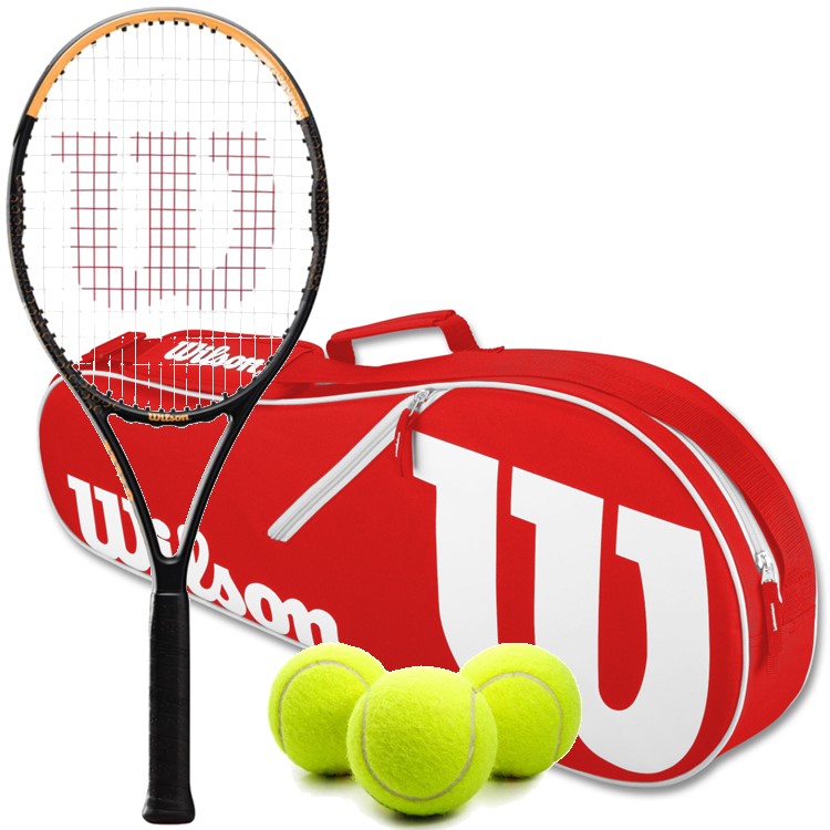 WR092610U-WR8005202001-Balls-BNDL Wilson Burn Spin 103 Tennis Racquet Bundled w Advantage II Tennis Bag (Red) and 3 Tennis Balls