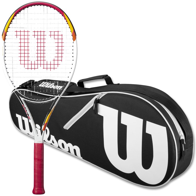 WR125010U-WRZ601403 Wilson Six One Tennis Racquet Bundled w an Advantage II Tennis Bag (Black) a
