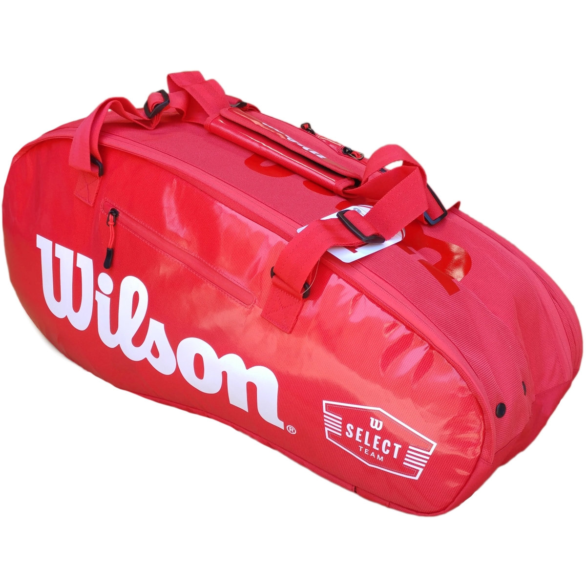 WR8001201001 Wilson Select Super Tour 2 Compartment Large Select 6 Tennis Racquet Bag (Red/White)