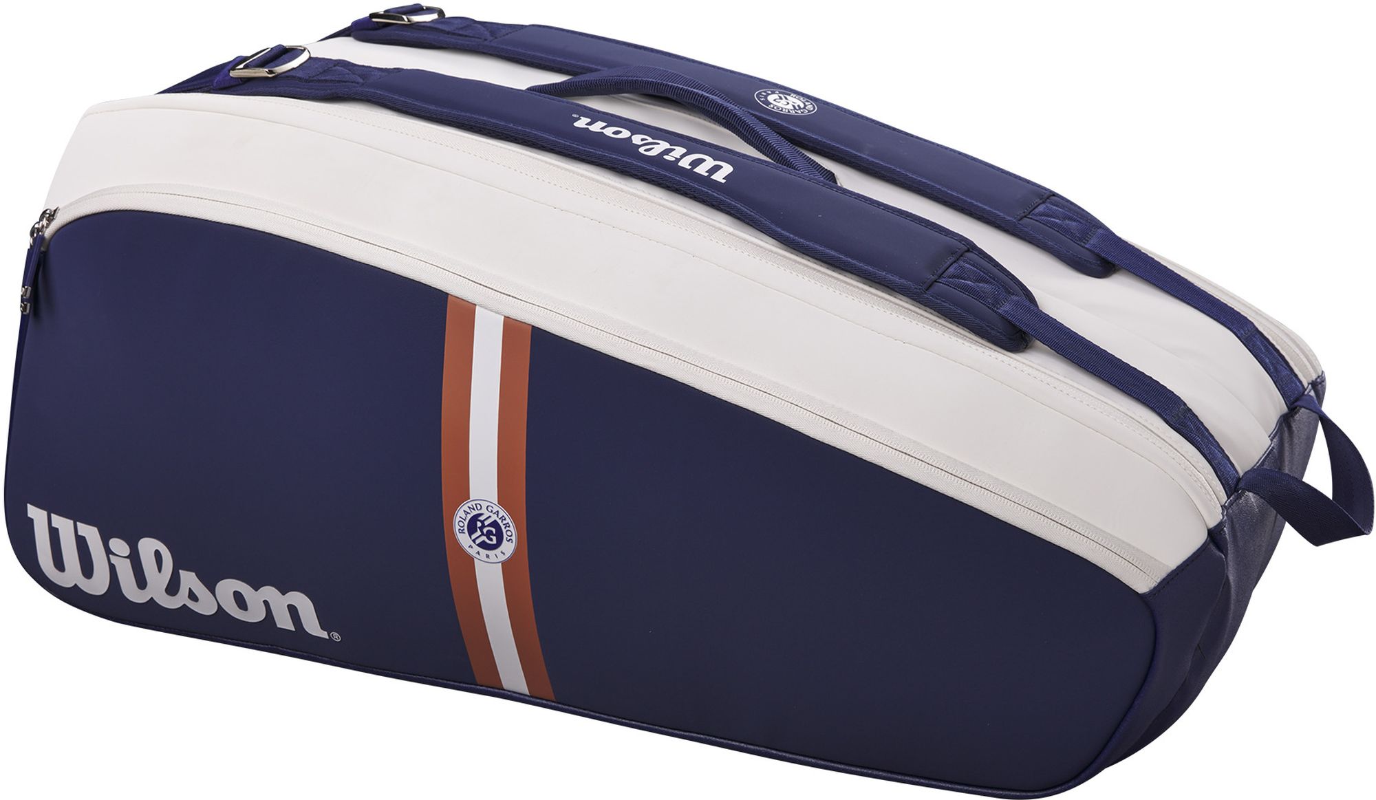 WR8026001001 Wilson Roland Garros Super Tour 9 Pack Tennis Bag (Navy/White/Clay)