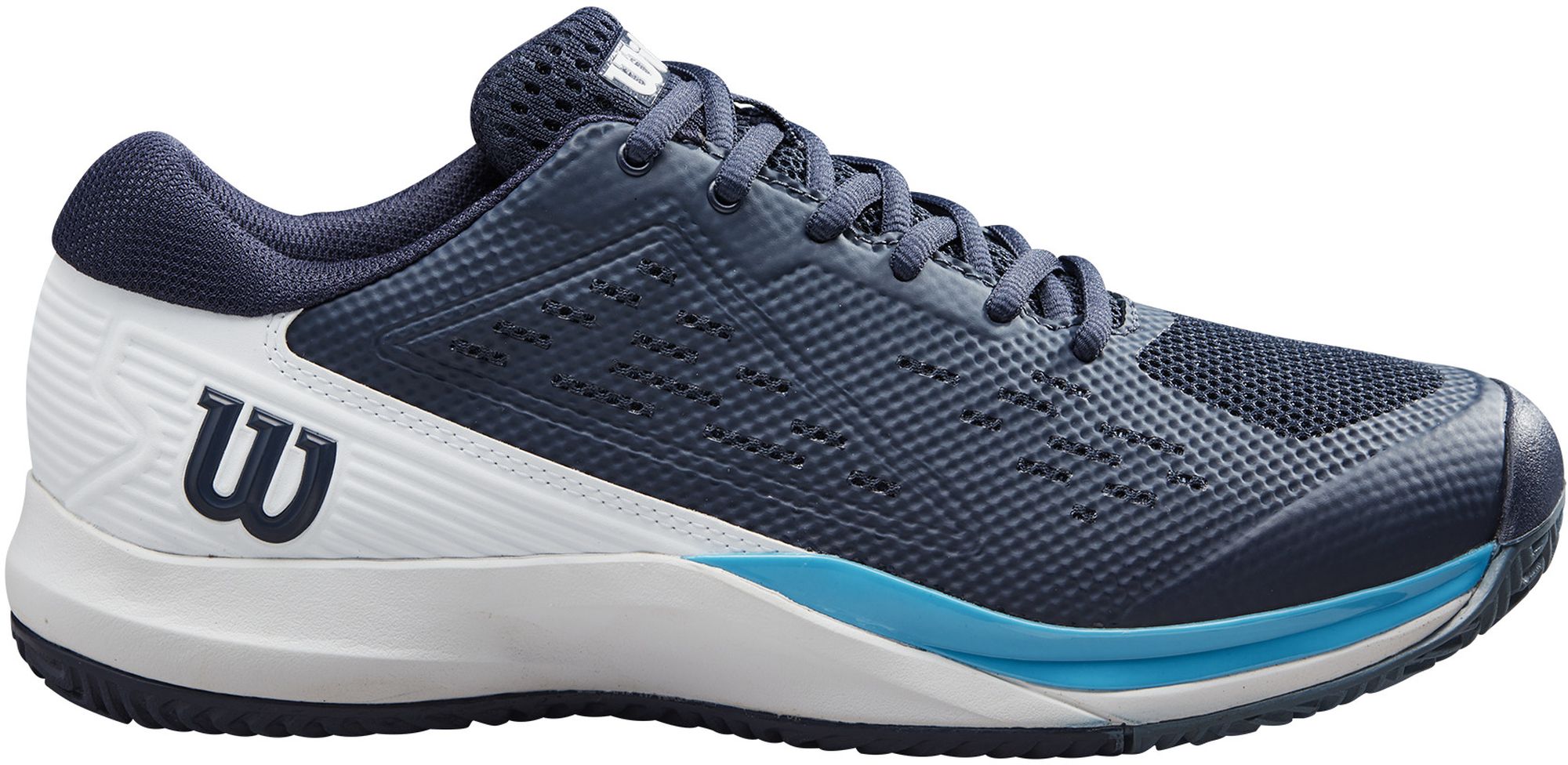 WRS330770U Wilson Men's Rush Pro ACE Tennis Shoes (Navy Blazer/White/Blue Atoll)