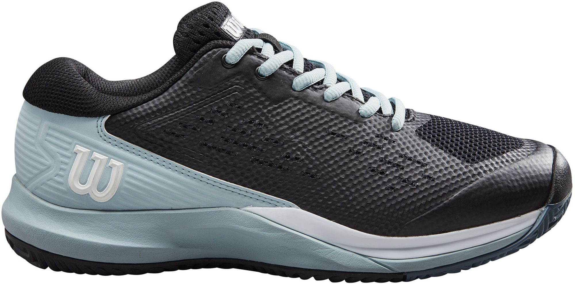 WRS330810U Wilson Women's Rush Pro Ace Clay Court Tennis Shoes (Black/Sterling Blue/White)