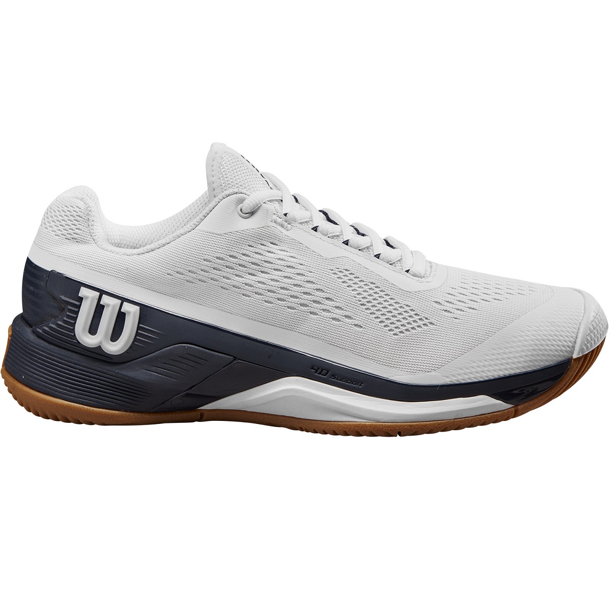 WRS332610U Wilson Women's Rush Pro 4.0 Tennis Shoes (White/Navy/Gum)