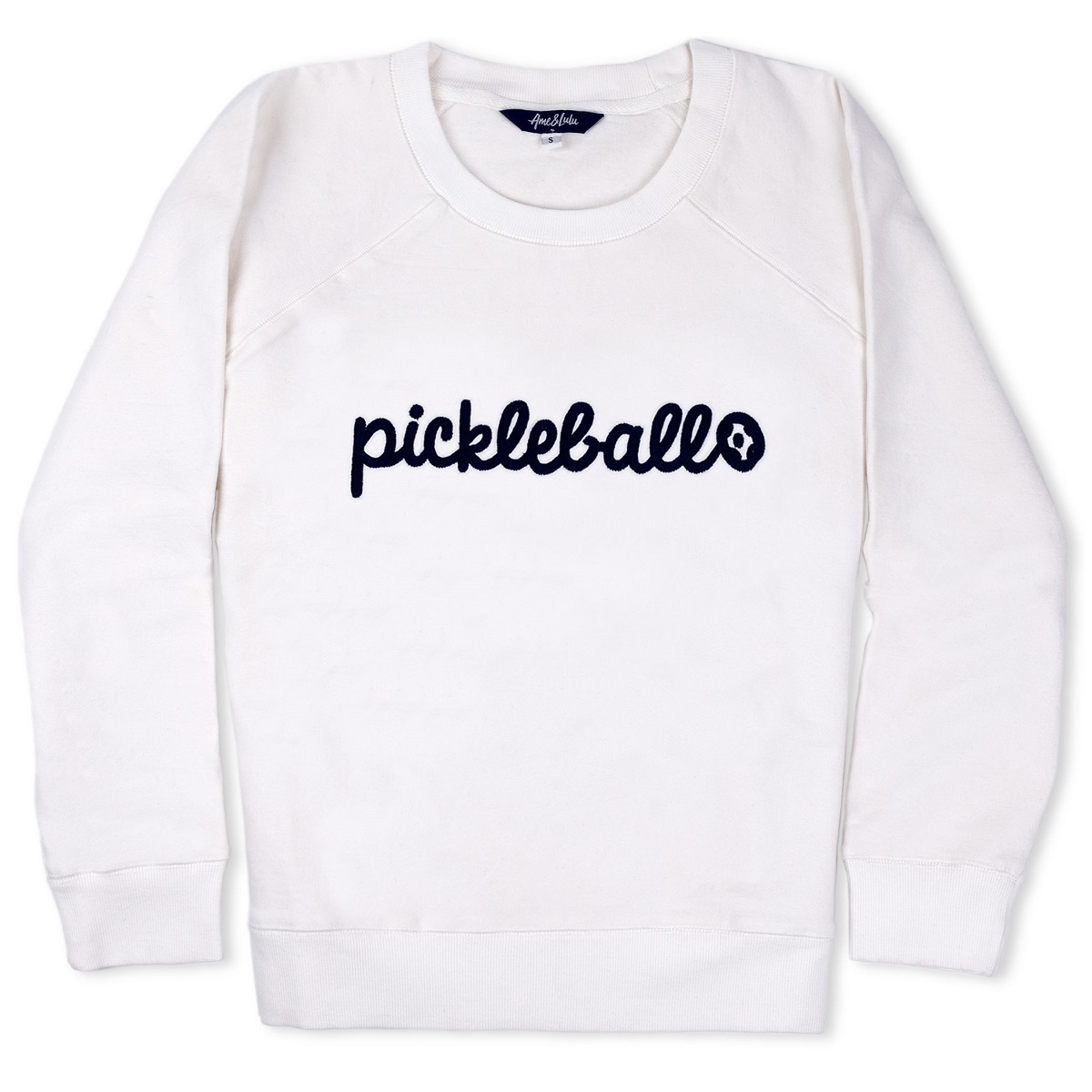 Ame & Lulu Women's Pickleball Sweatshirt (White) - Front
