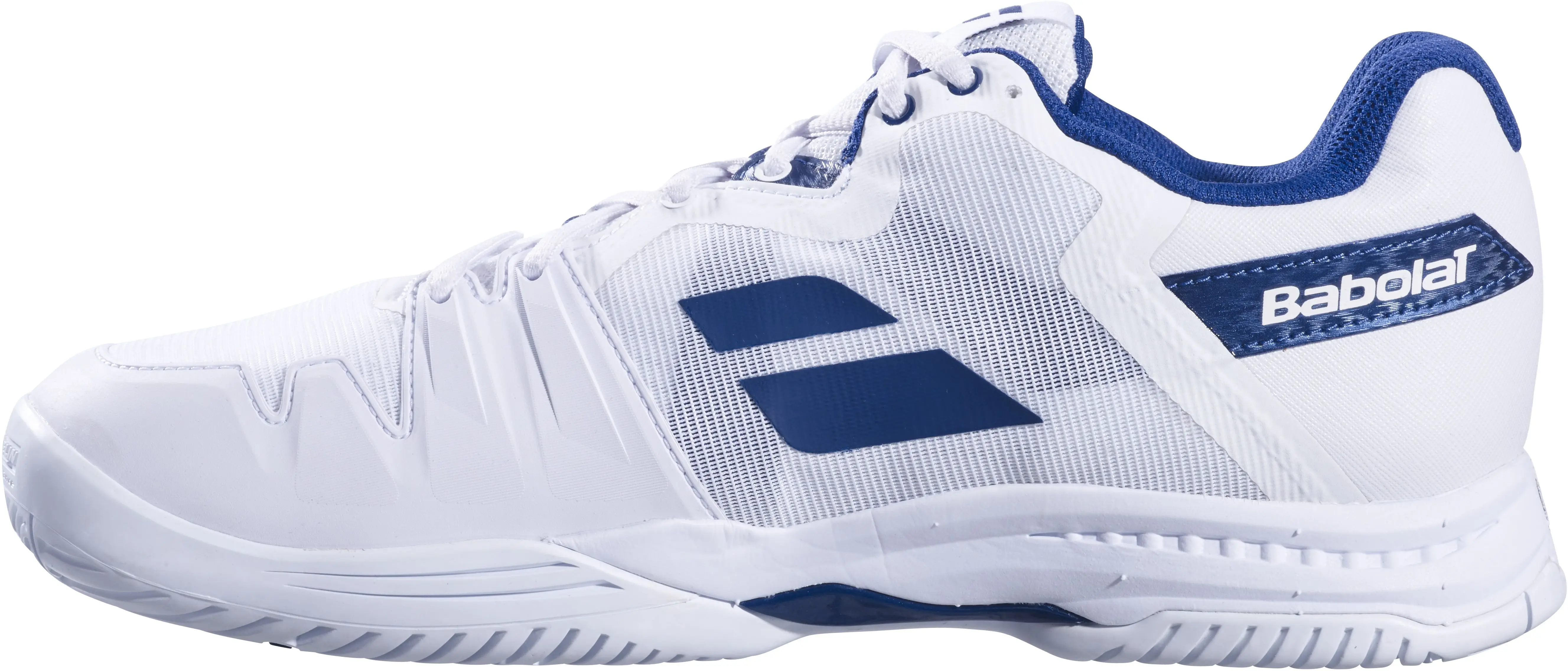 Babolat Men #39 s SFX3 All Court Tennis Shoes (White/Navy)