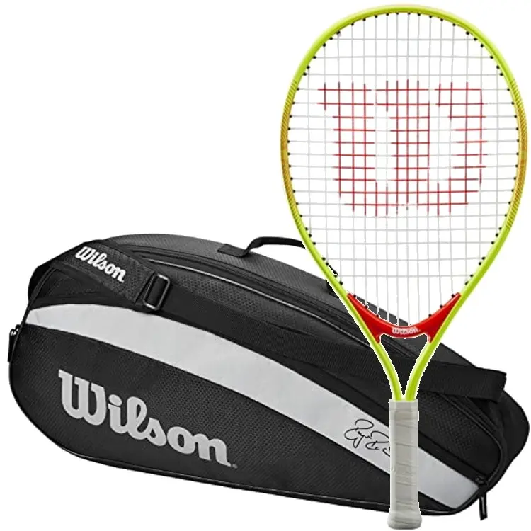 Wilson Roger Federer Junior Tennis Racquet Bundled w the Federer Team 3 Racquet Tennis Bag (Black)