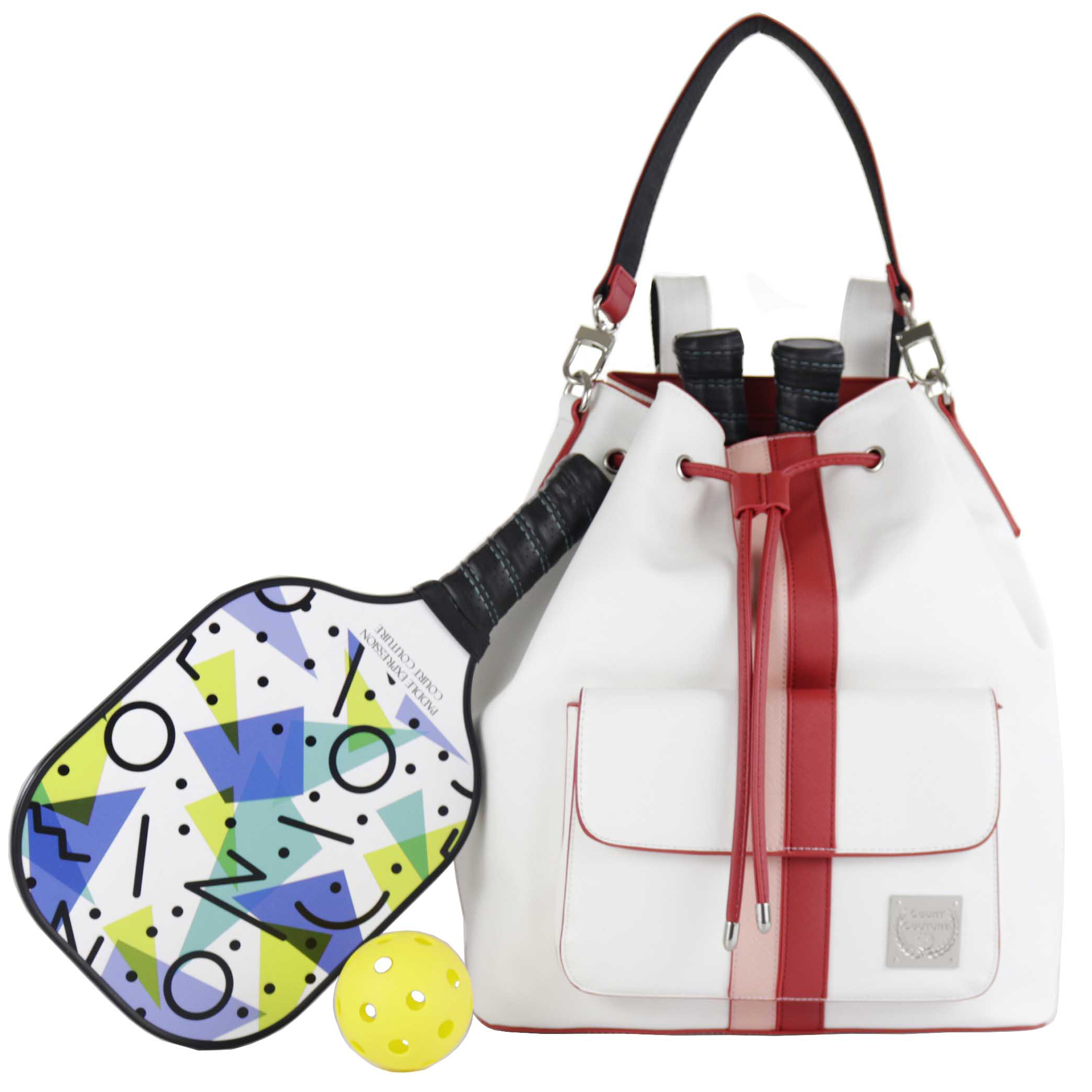 Court Couture Pickleball Bucket Shoulder Backpack Combo (Alabaster)