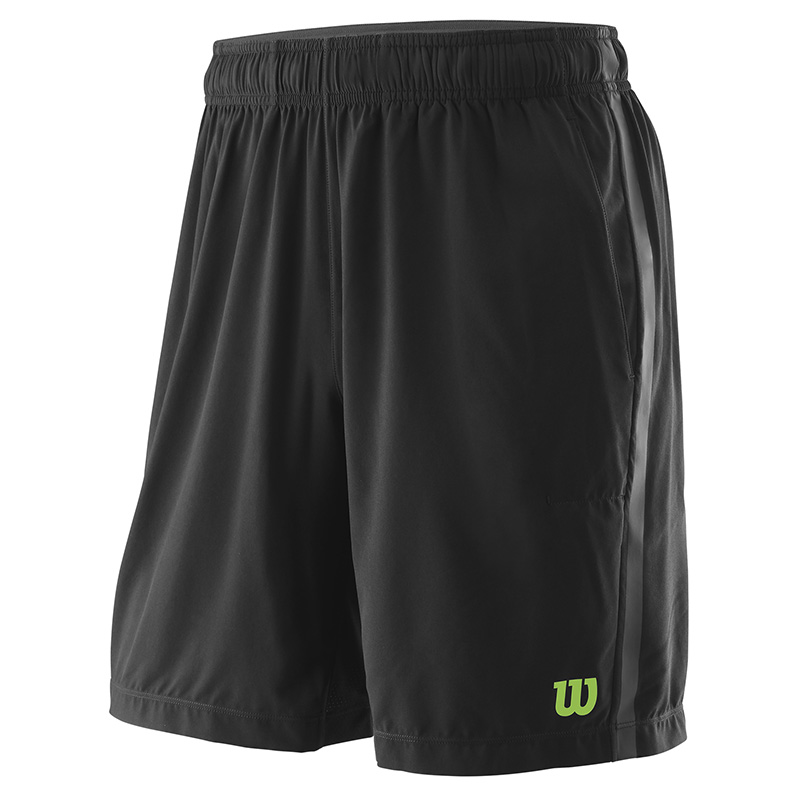 Wilson Men's Urban Wolf 2 Woven Tennis Shorts (Black/Blade Green)