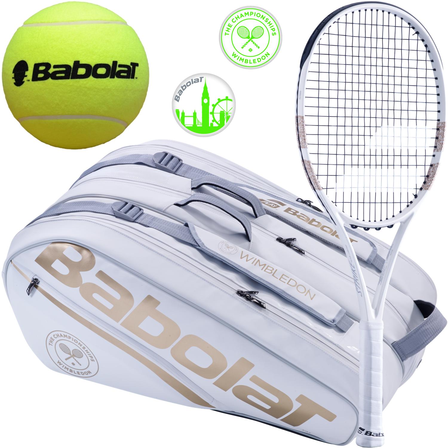 Babolat Wimbledon Pure Strike Team Racquet Pack w/ RHx12 + Dampeners + Tennis Balls