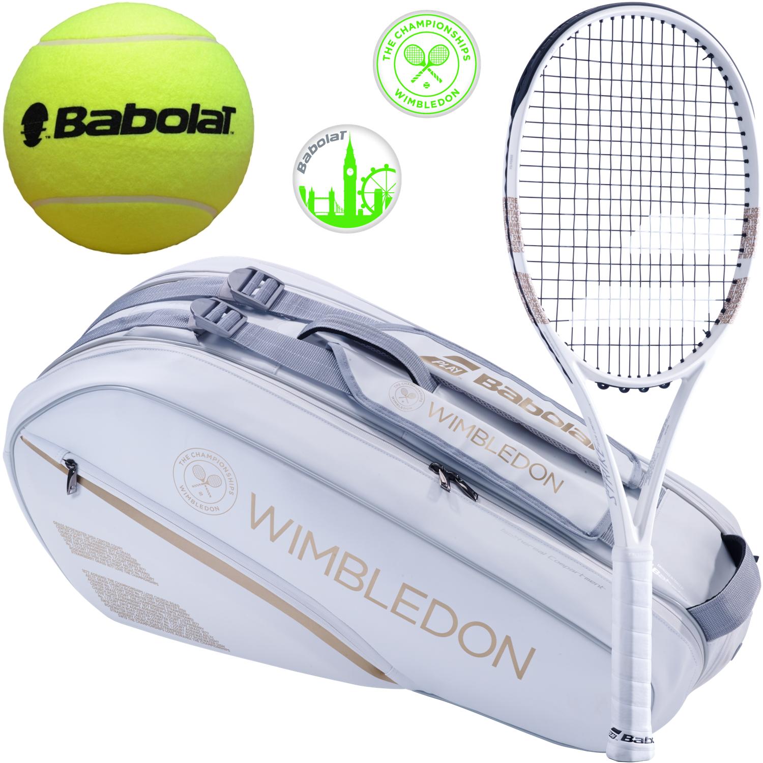 Babolat Wimbledon Pure Strike Team Racquet Pack w/ RHx6 + Dampeners + Tennis Balls