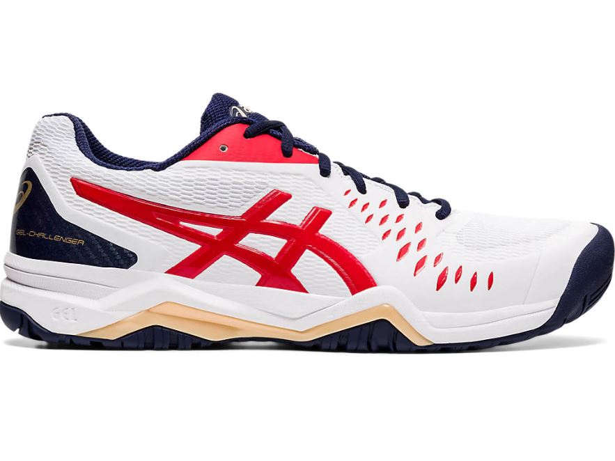 Asics Men&amp;apos;s Gel Challenger 12 Tennis Shoes (White/Classic Red)