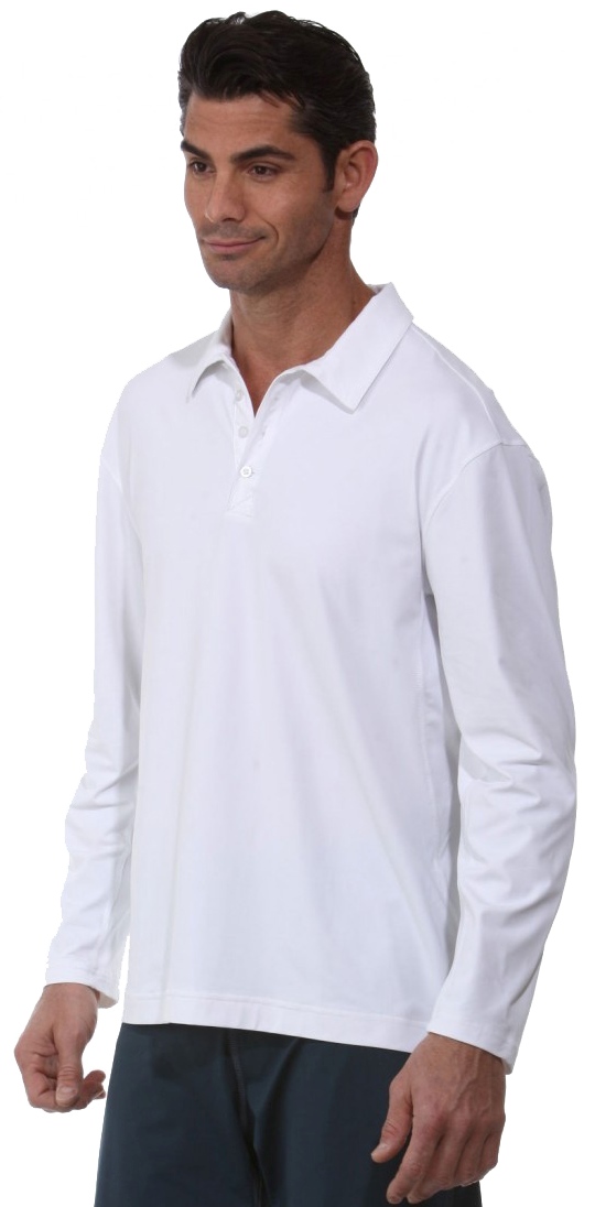 BloqUV Men's UPF 50+ Long-Sleeve Collared Shirt (White) - Do It Tennis