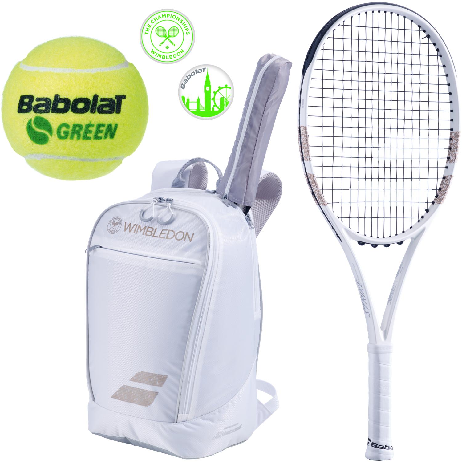 Babolat Wimbledon Pure Strike 26 Junior Racquet w/ Club Backpack + Dampeners + Green Transition Balls