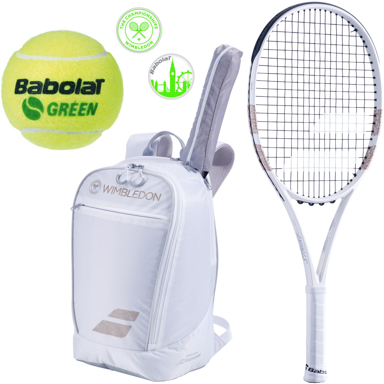 Babolat Wimbledon Pure Strike 26 Junior Racquet w/ Club Backpack + Dampeners + Green Transition Ball