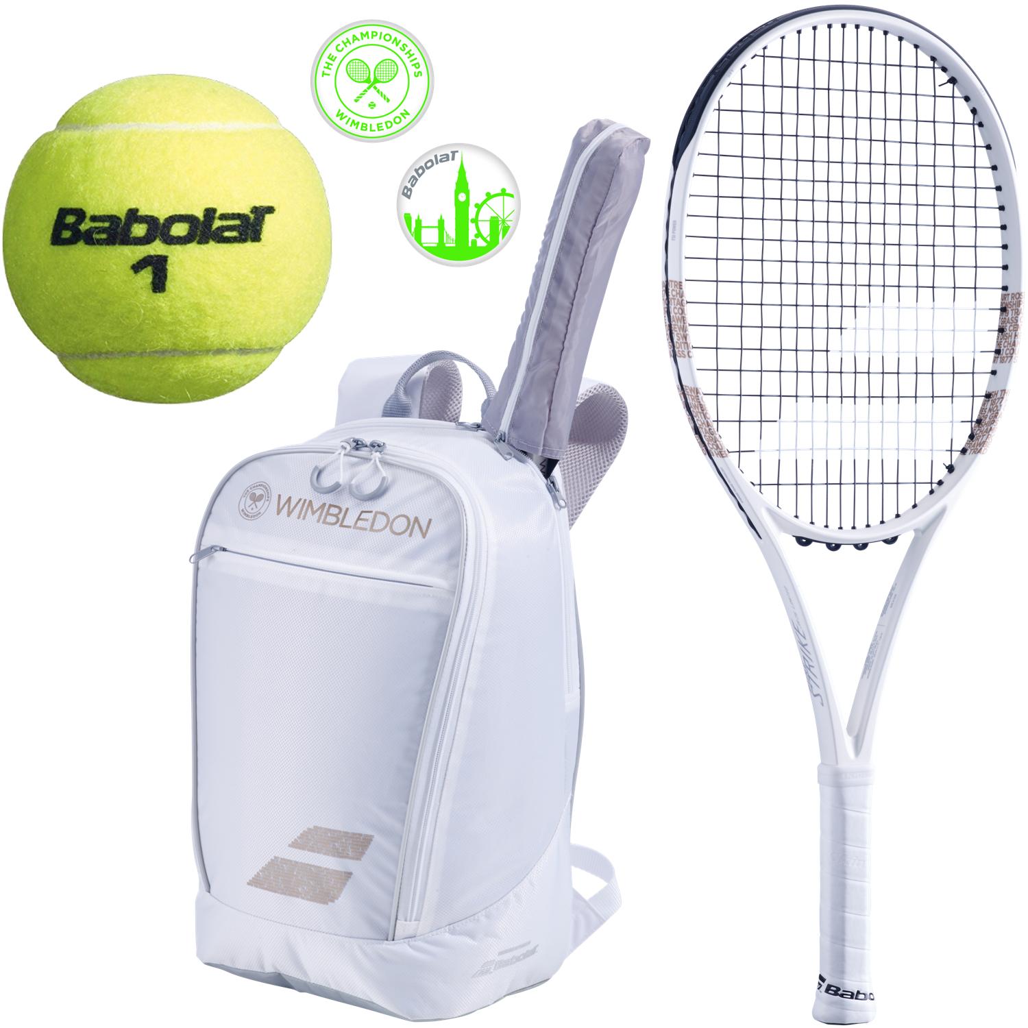 Babolat Wimbledon Pure Strike 26 Junior Racquet w/ Club Backpack + Dampeners + Tennis Balls