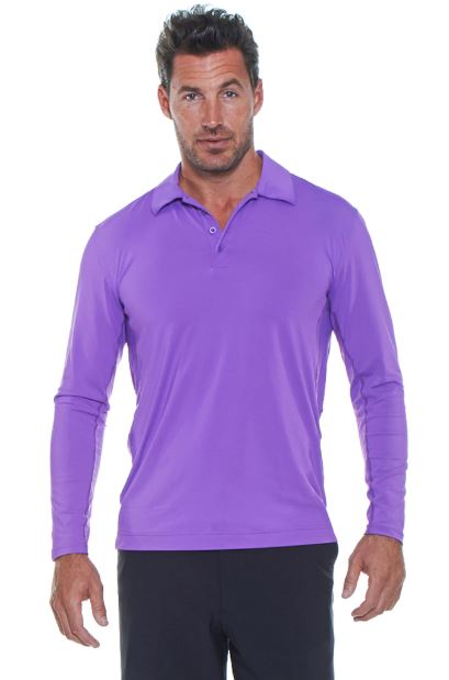BloqUV Men&amp;apos;s UPF 50+ Long-Sleeve Collared Shirt (Purple)