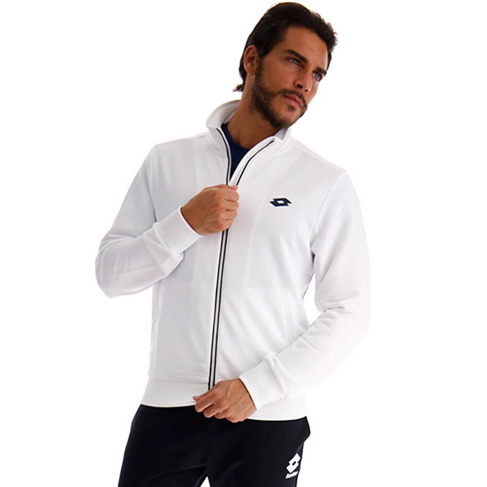 Lotto Men's Squadra Full Zip Tennis Sweatshirt (Brilliant White)