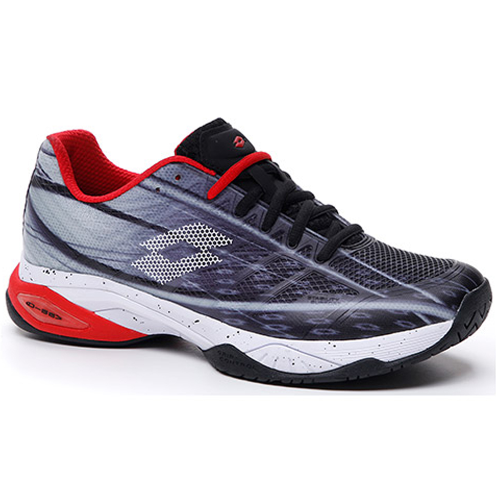 Lotto Men's Mirage 300 Speed Tennis Shoes (All Black/All White/Red Poppy)