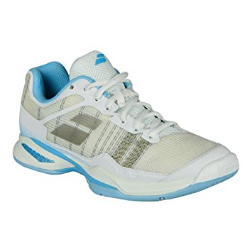 Babolat Women's Jet Mach I AC Tennis Shoe (White/Sky Blue)