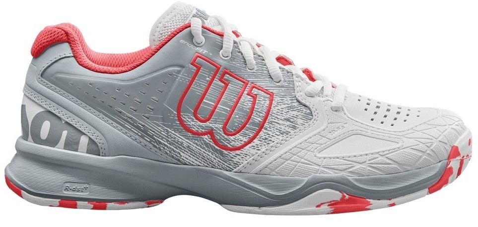 Wilson Women's Kaos Comp Tennis Shoes (White/Pearl Blue/Fiery Coral)