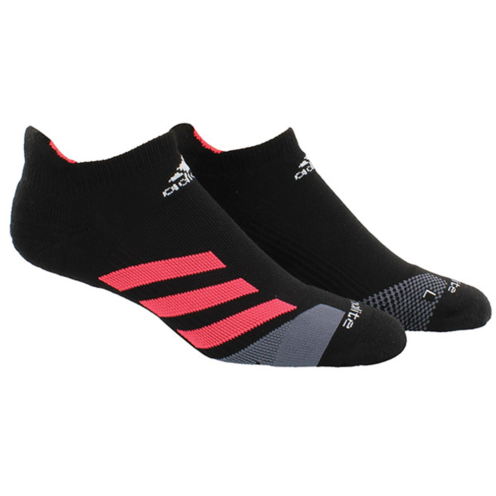 Adidas Unisex Traxion No Show Tennis Socks, Black/Shock Red
