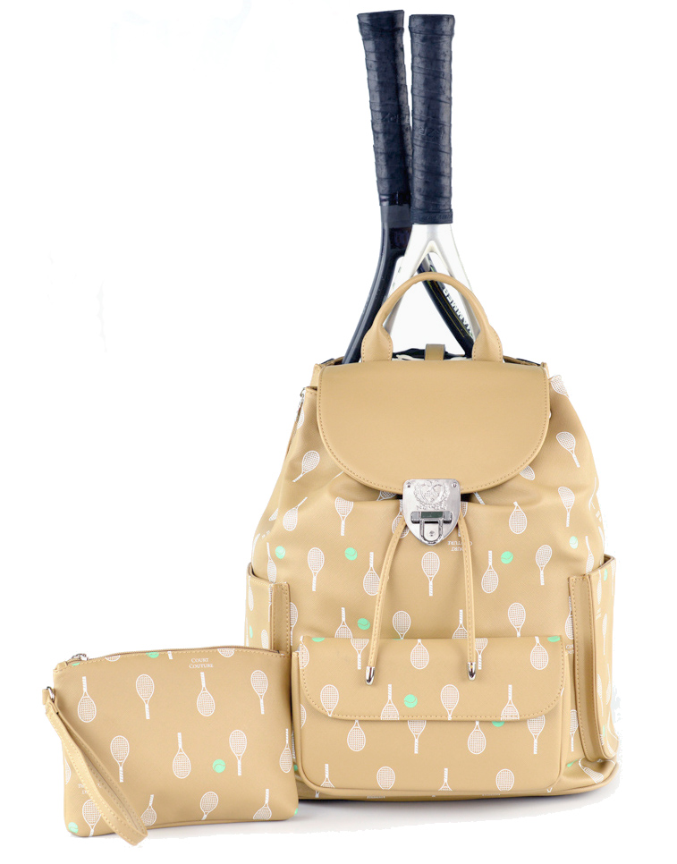 Court Couture Hampton Tennis Backpack (Cafe Au Lait Printed)