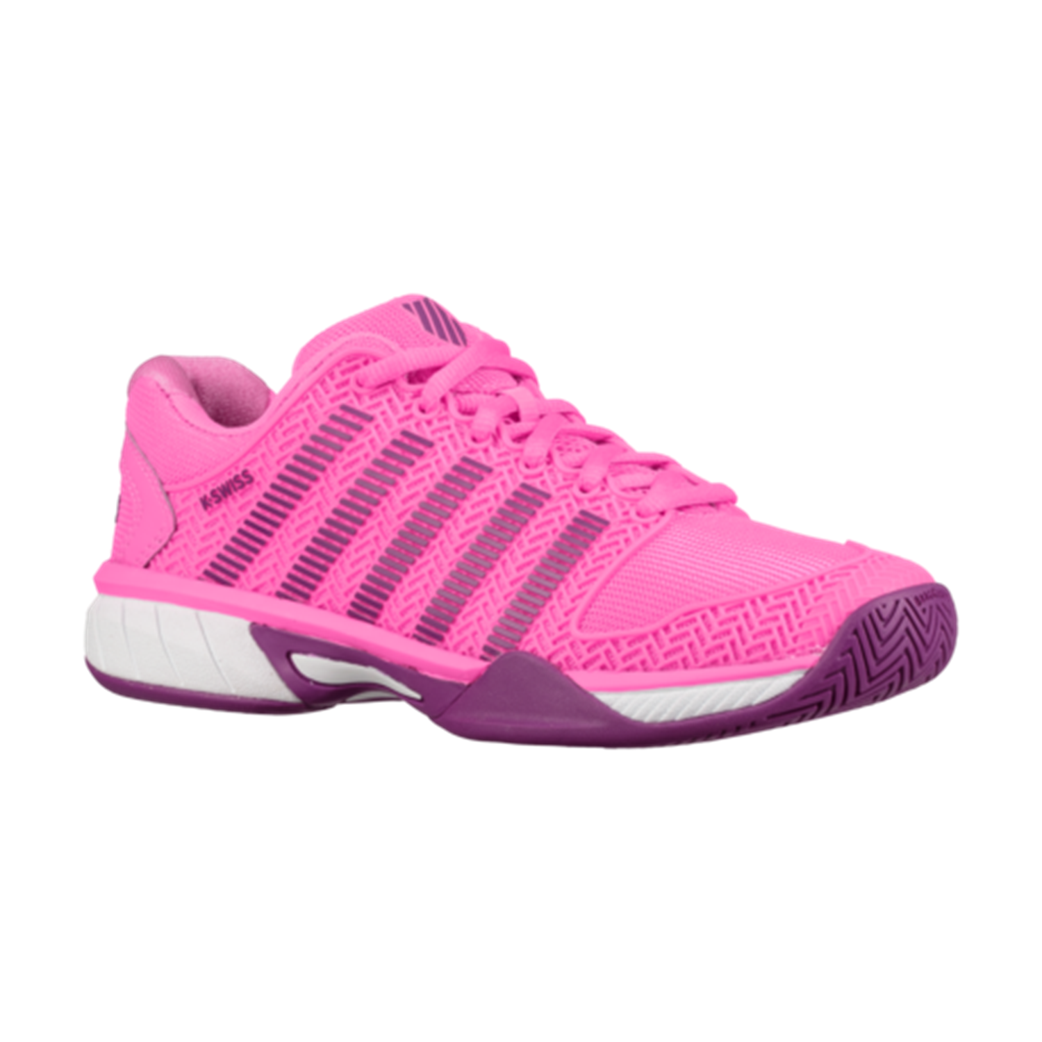 KSwiss Junior Hypercourt Express Tennis Shoe (Neon Pink/Black Orchid